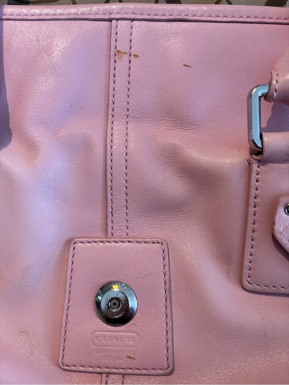 Coach Pink Leather Soho Hamptons Shoulder Bag with Buckle Detail